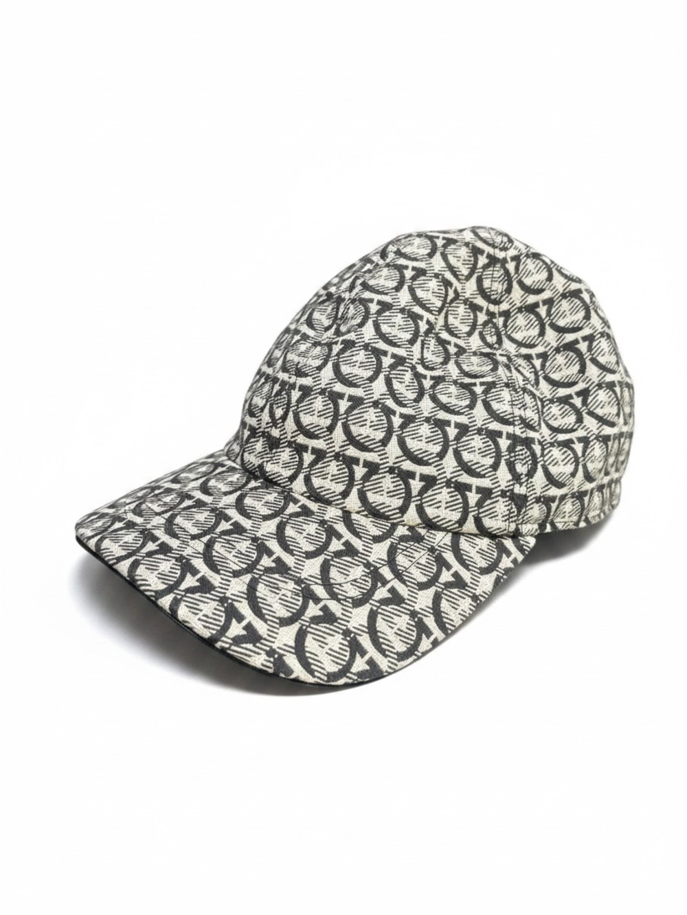 Salvatore Ferragamo Gancini Monogram Baseball Cap Cotton Leather Italy OS